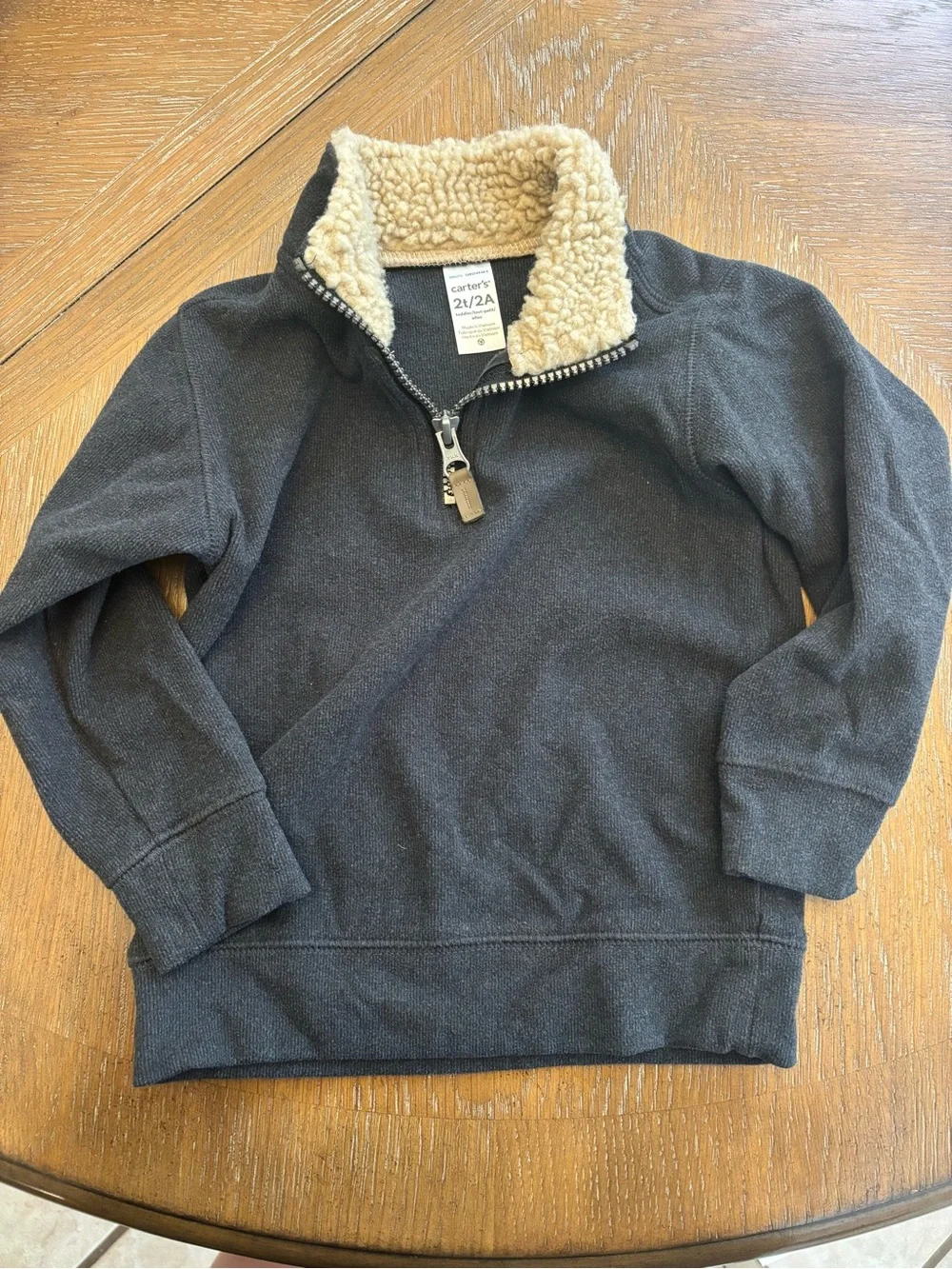 Carter's Charcoal Half-Zip Pullover with Cream Sherpa Collar